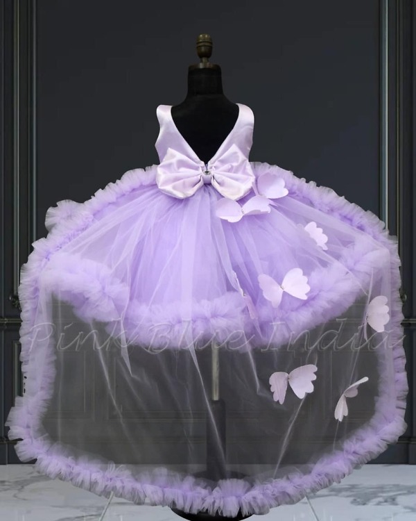 Butterfly dress for baby girl long train birthday party outfit dreamy stylish