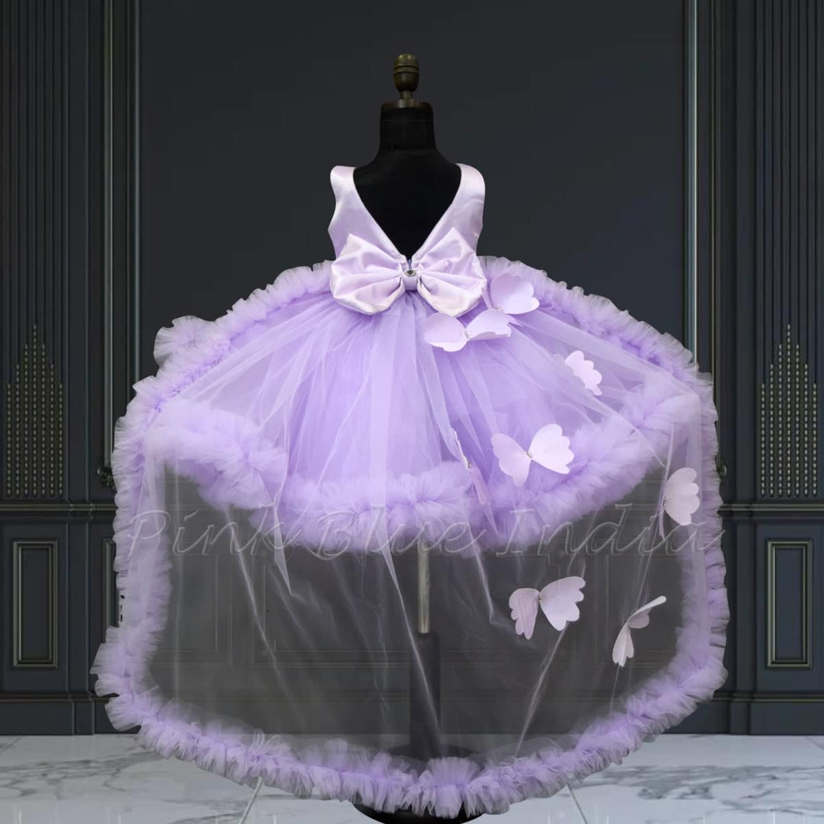 Butterfly dress for baby girl long train birthday party outfit dreamy stylish