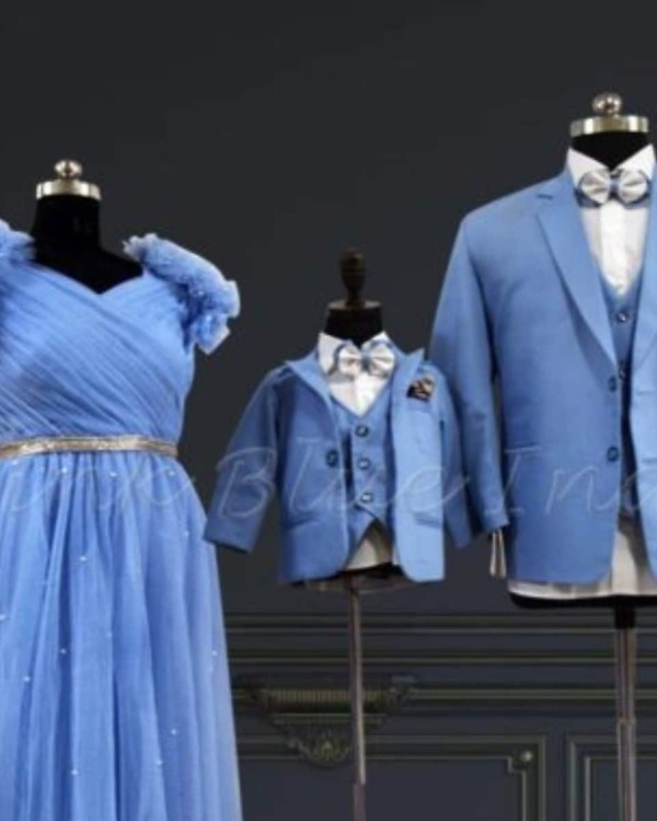 Family combo outfits for wedding, stylish coordinated celebration wear