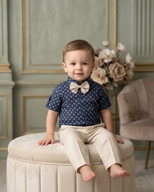 Hand block printed kids boy shirt with trouser, an artisanal handcrafted set for festive day events and outings