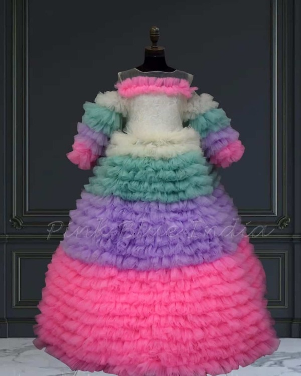 Baby girl multicolor dress birthday party outfit trendy vibrant style