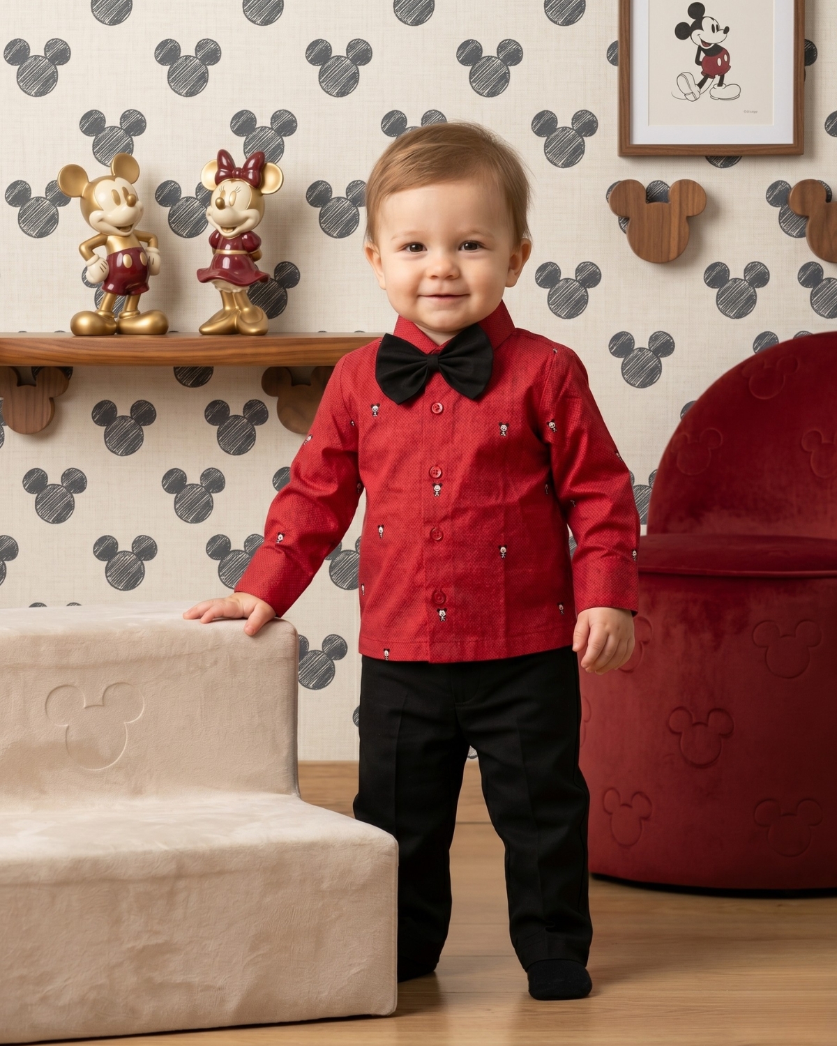 Mickey Mouse baby boy theme dress, a playful first birthday theme party outfit for cake-smash photoshoots