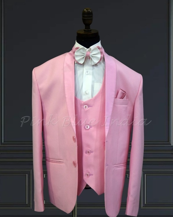 Baby boy pink designer suit 5 piece birthday party outfit elegant formal wear