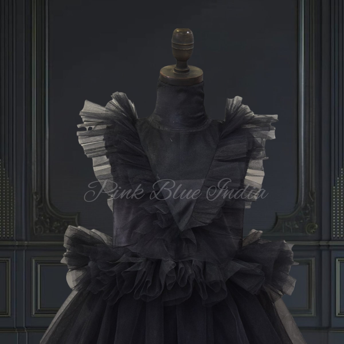 Black gothic dress for baby girl, themed birthday party wear, stylish unique look