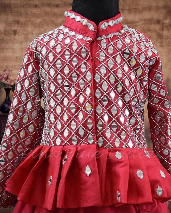 Peplum lehenga set for girls mirror design wedding wear elegant festive look