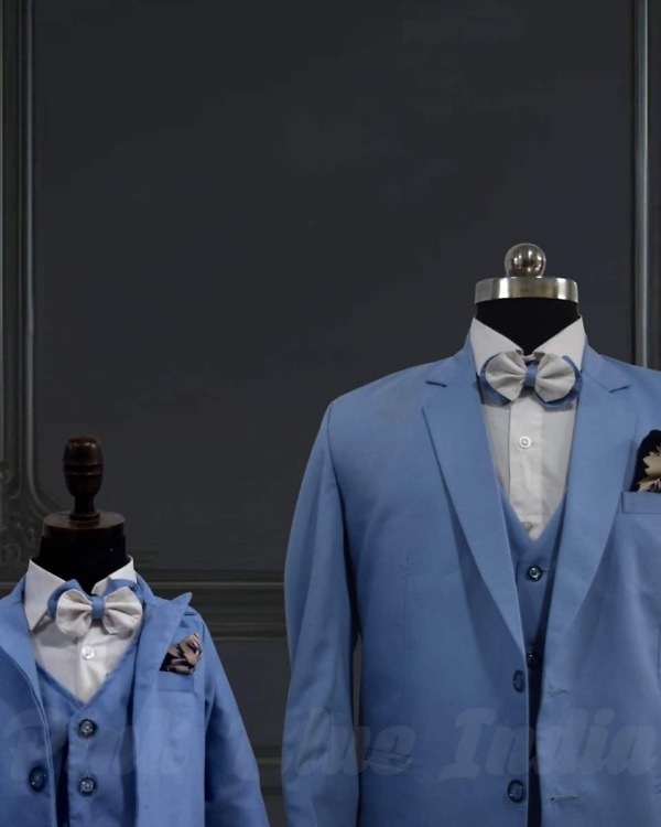 Dad son matching suit set, stylish party wear outfit