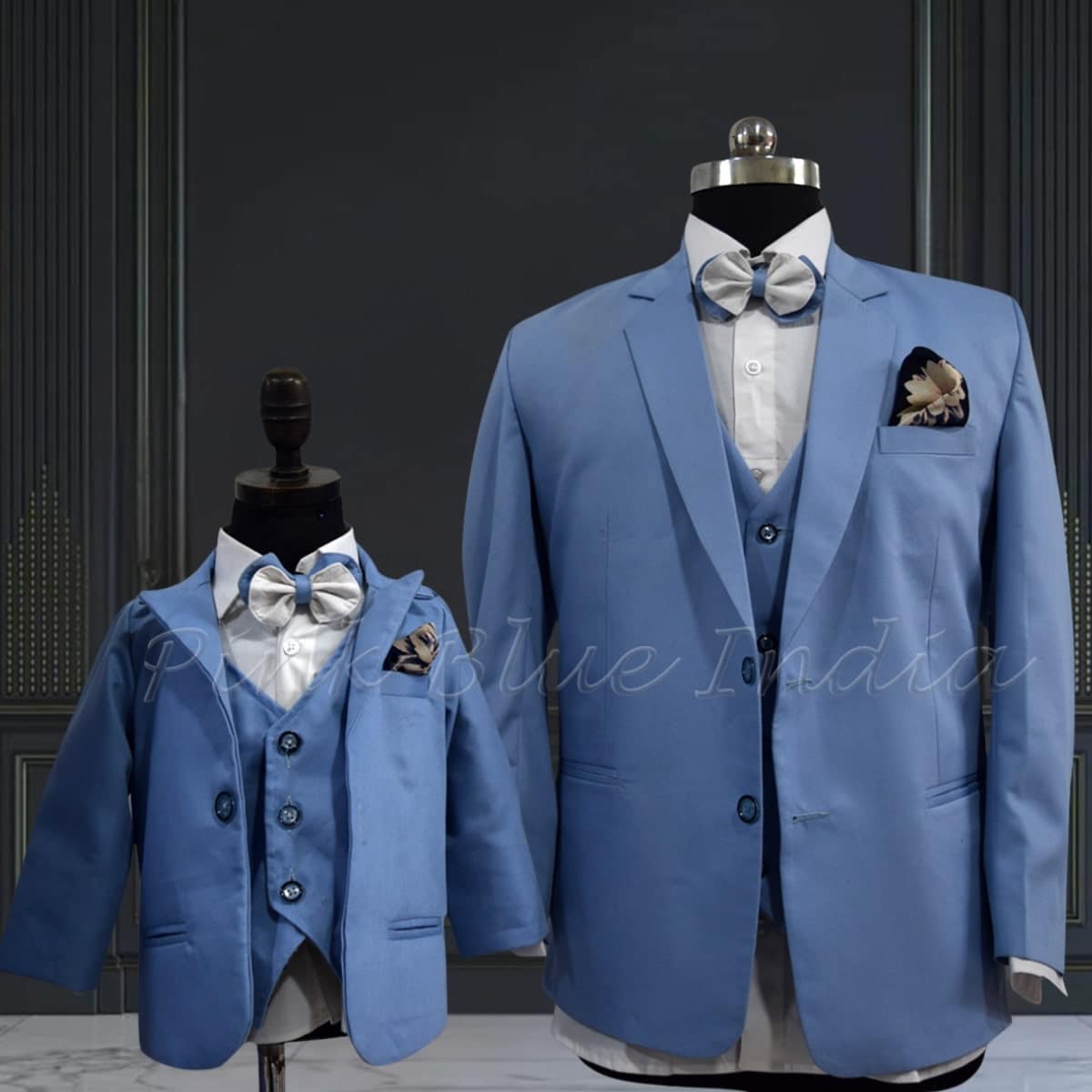 Father son matching formal suit, elegant celebration outfit