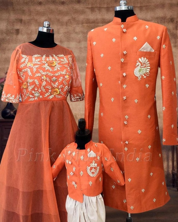 Family matching outfits for wedding birthday party stylish coordinated festive wear