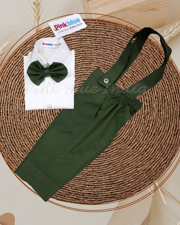 Baby boy suspenders outfit with shirt and pants, stylish party wear