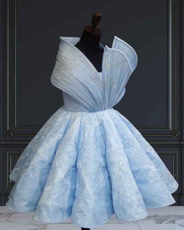 Blue luxury panel gown for girls, Beautiful birthday party dress