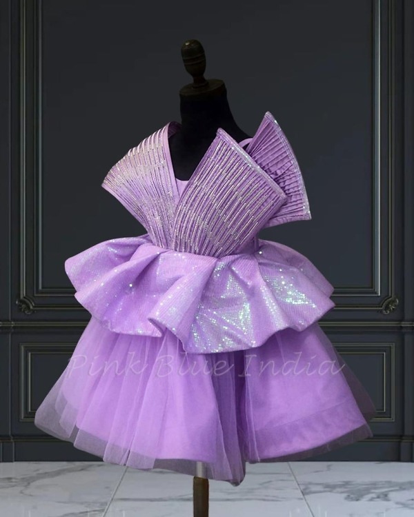 Lavender luxury gown for baby girl birthday party outfit elegant stylish