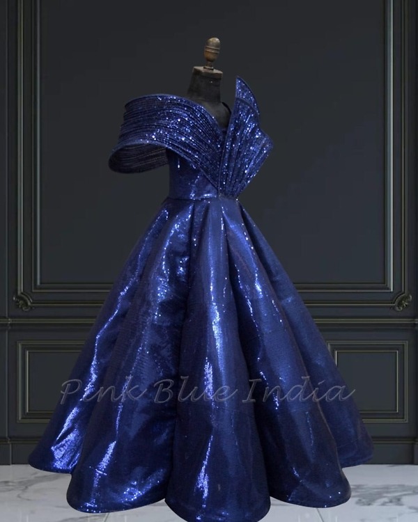 Luxury sequin gown for baby girl birthday party outfit elegant designer wear