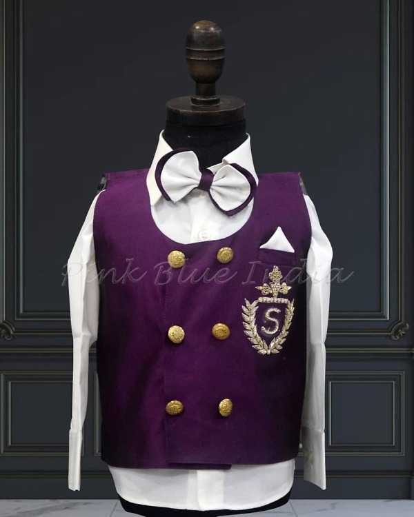 Personalized waistcoat set for baby boy, stylish wedding outfit