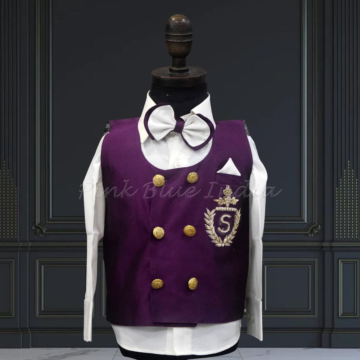 Personalized waistcoat set for baby boy, stylish wedding outfit