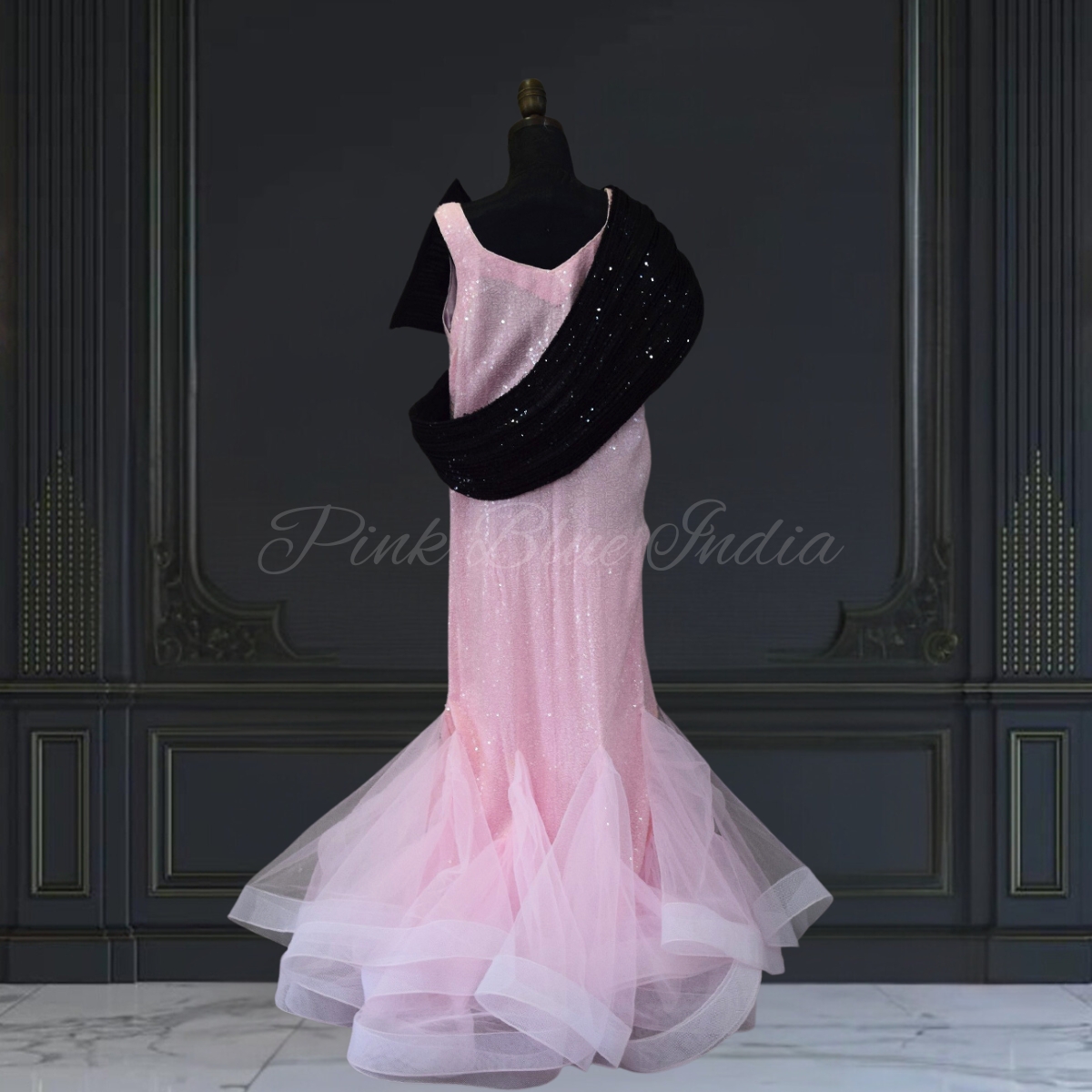 Buy Baby Girl Pink Black Fish Cut Gown Designer Party Wear Outfit Pink Blue India