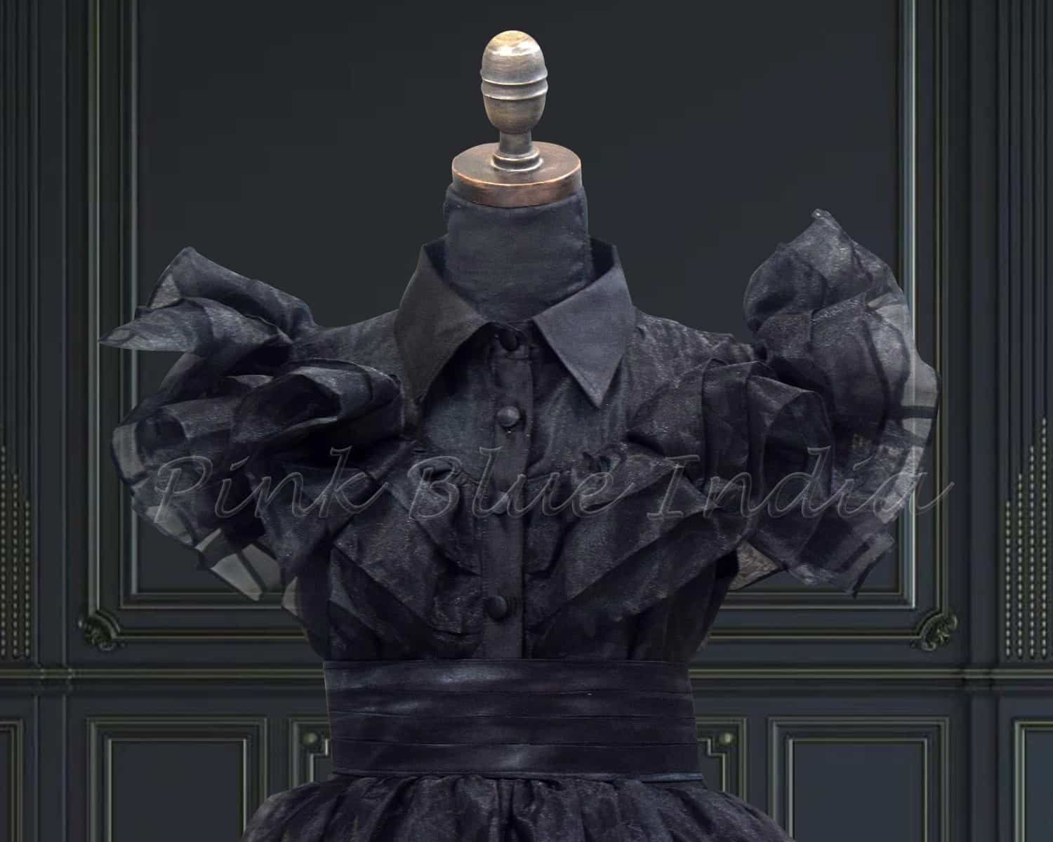 Girls black gothic party dress, themed birthday outfit
