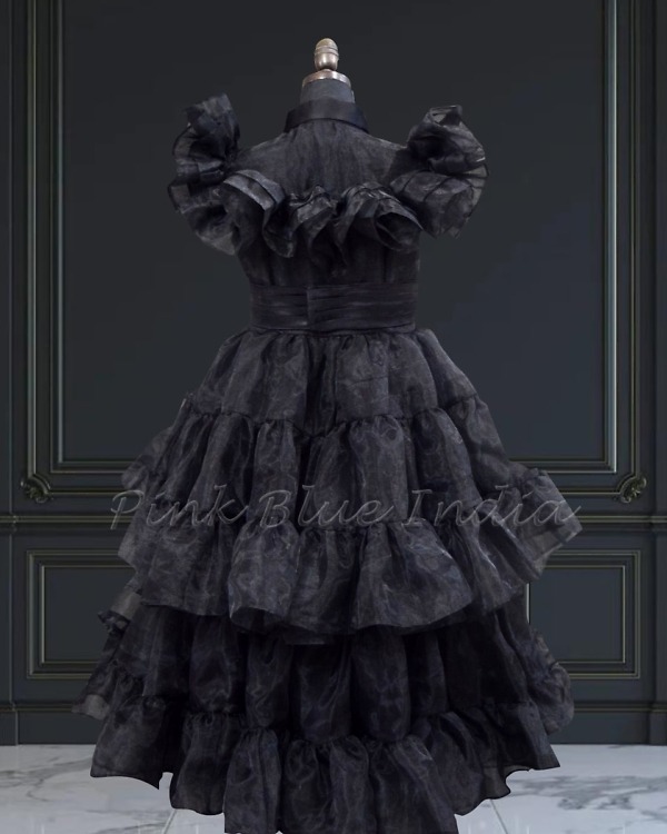 Wednesday theme black dress for girls, stylish birthday party outfit