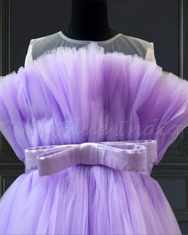 Lavender layered bouquet dress for girls, stylish birthday party gown
