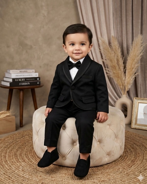 Newborn & Baby Classic Black Tuxedo Suit
