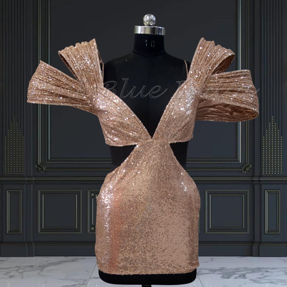 Ladies bodycon gown with detachable skirt, elegant celebration wear