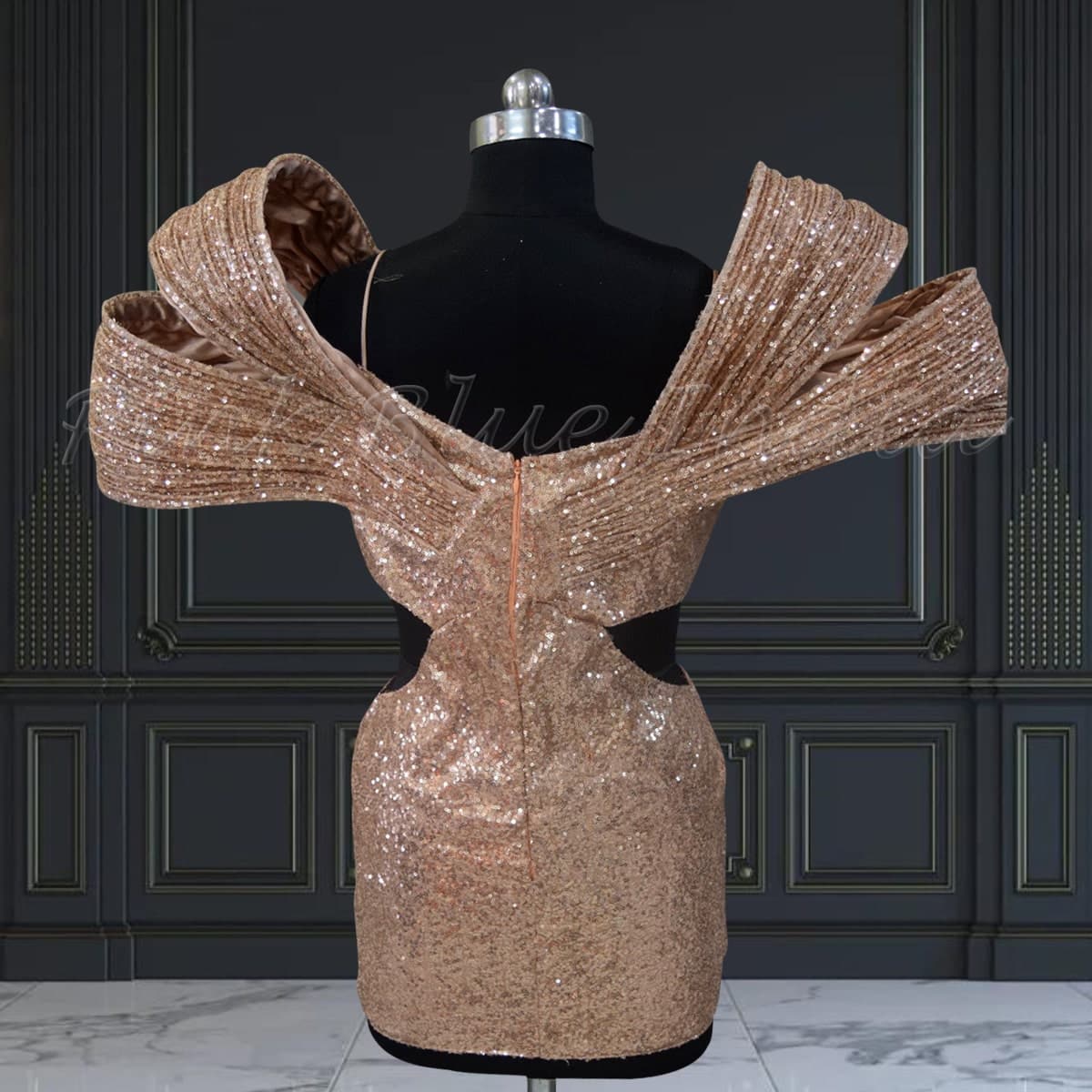 Women bodycon dress with detachable skirt, stylish party wear outfit