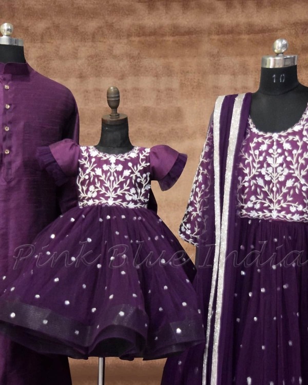 Family coordinated ethnic wear for wedding, stylish traditional outfits