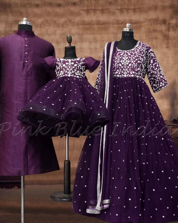 Indian family matching outfits for wedding, elegant festive coordination