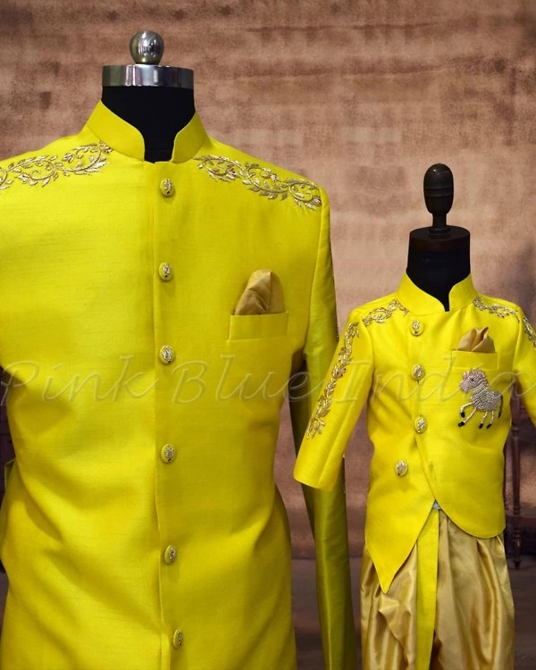 Dad and son coordinated sherwani for wedding, stylish traditional wear