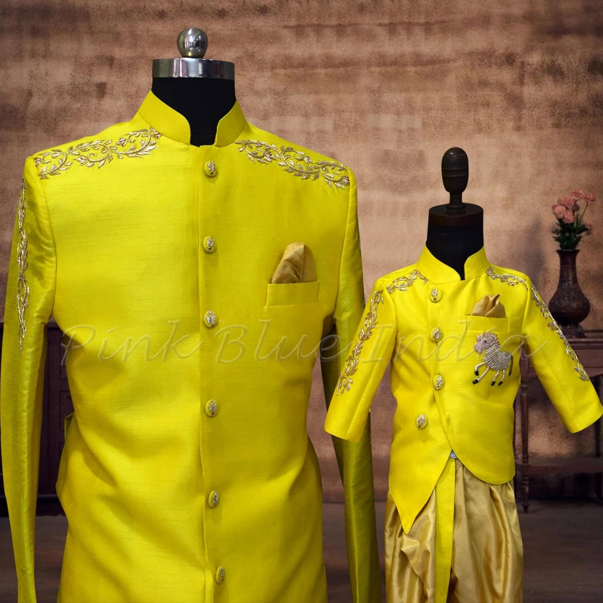 Dad and son coordinated sherwani for wedding, stylish traditional wear