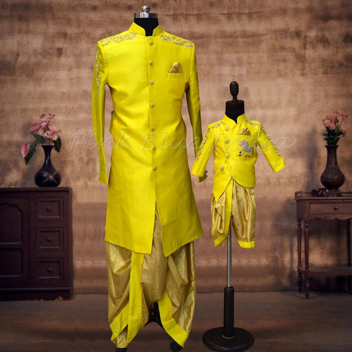 Father son sherwani combo for wedding, coordinated royal look