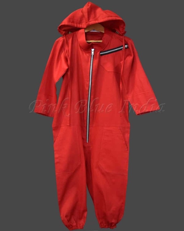 Kids red jumpsuit inspired outfit, stylish themed party costume