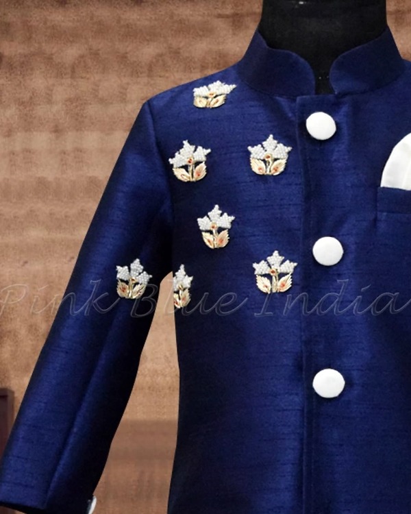 Boys sherwani with pearl work, elegant wedding festive outfit