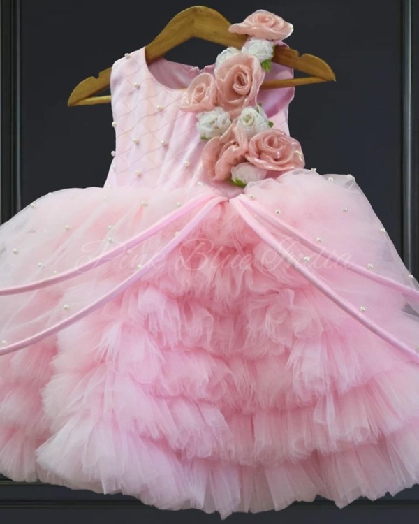 Pink butterfly wings dress for baby girl, cute birthday outfit