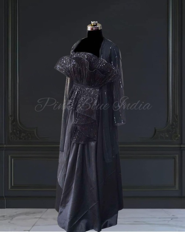 Black party dress for girls, elegant celebration wear outfit