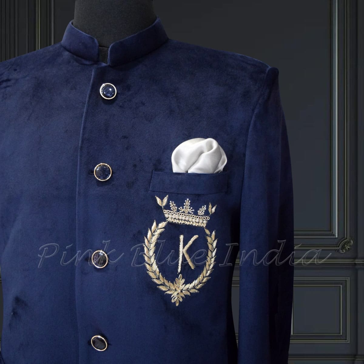 Dad and son matching blue jodhpuri suits, elegant wedding wear