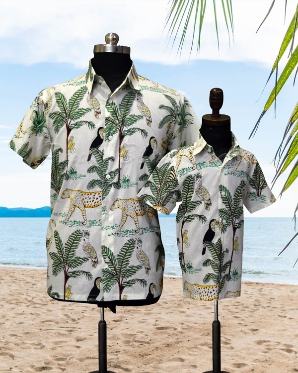 Stylish family matching outfits for vacation, coordinated summer holiday look