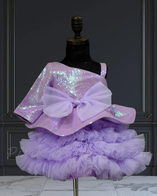 Lavender peplum party dress for baby girl, birthday outfit, cute stylish festive wear