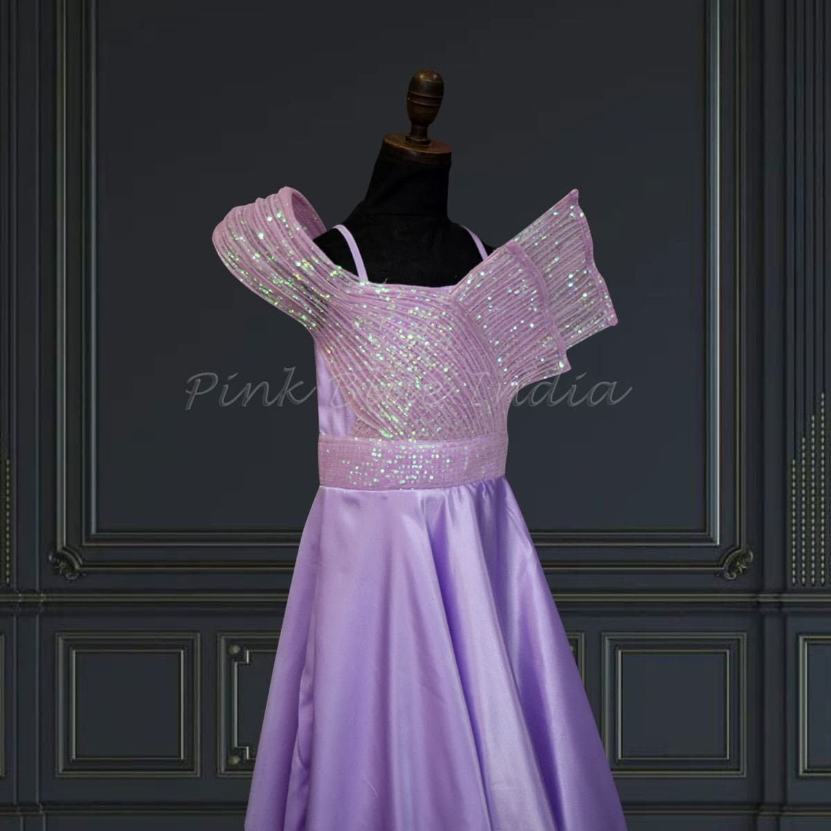 Lavender structured birthday gown for baby girls, stylish & elegant