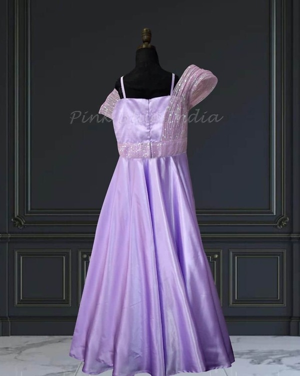 Structured lavender party gown for baby girls, birthday, chic & cute