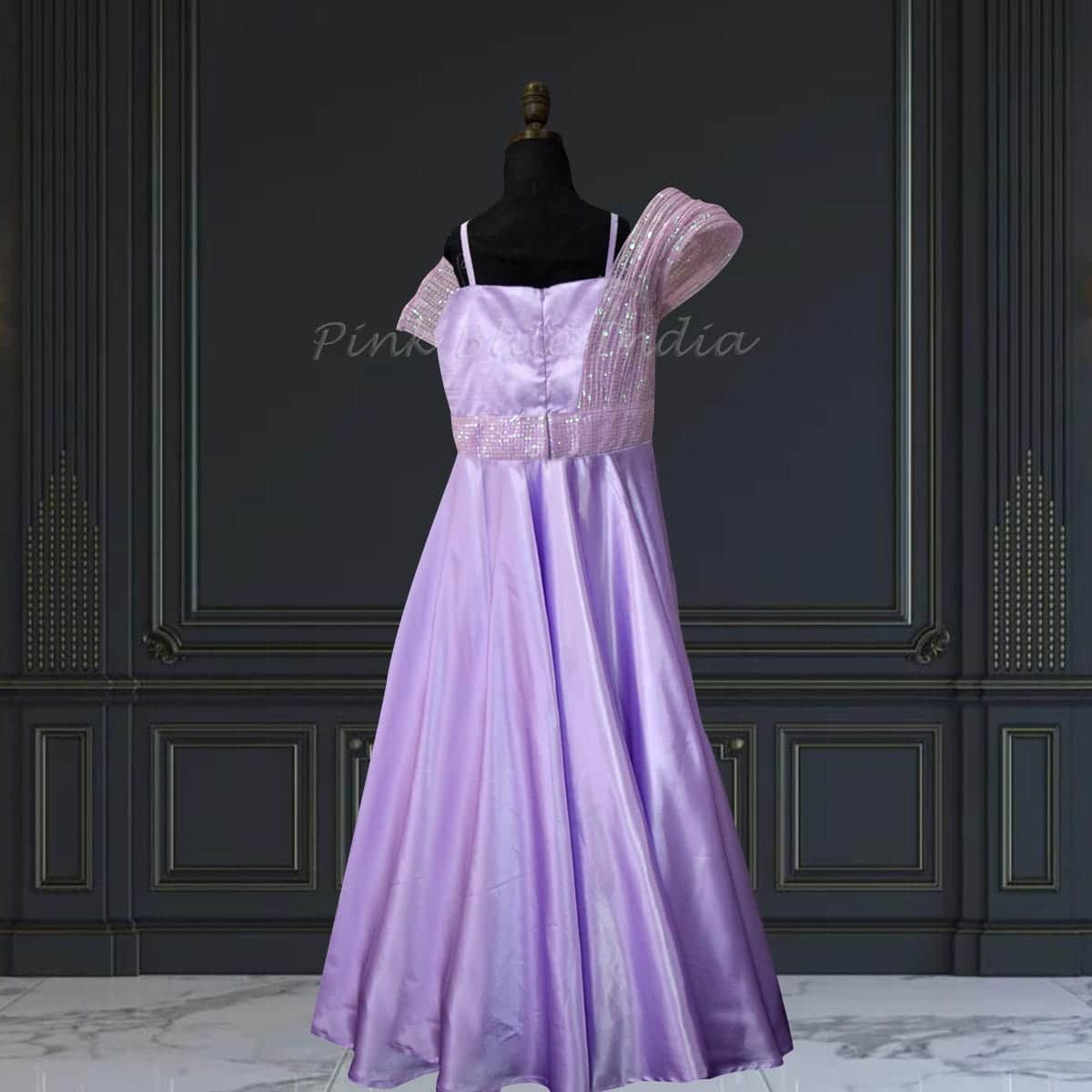 Structured lavender party gown for baby girls, birthday, chic & cute