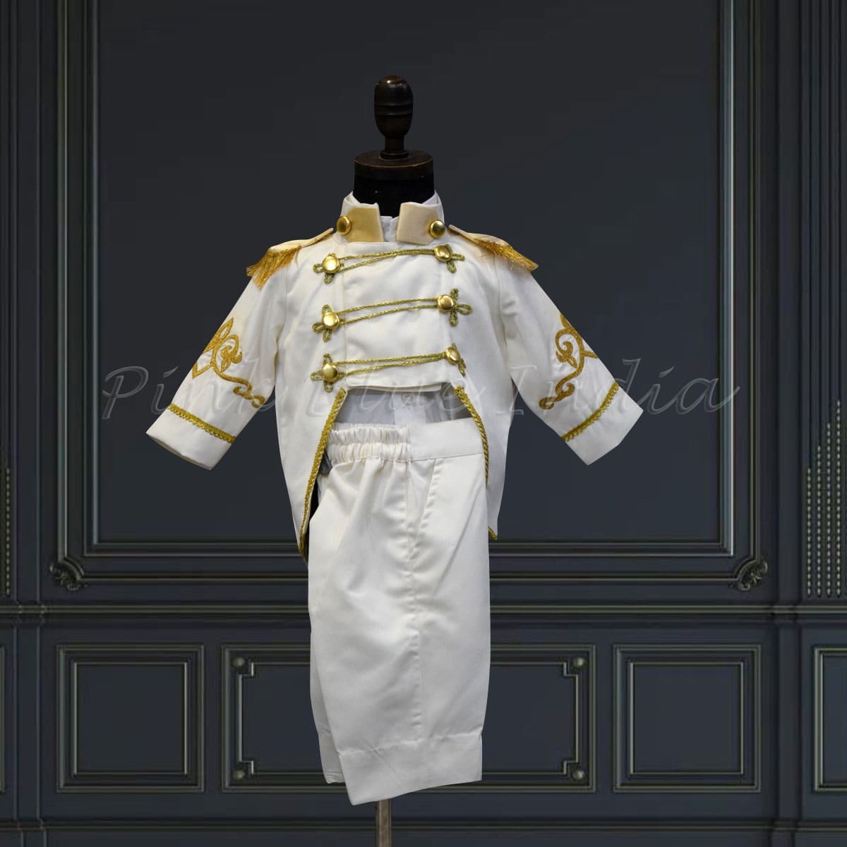 Baby boys white tail coat outfit, special occasion, royal & elegant