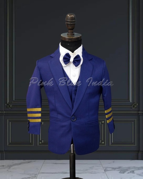 Baby boys party tuxedo in blue, birthday outfit, smart & stylish