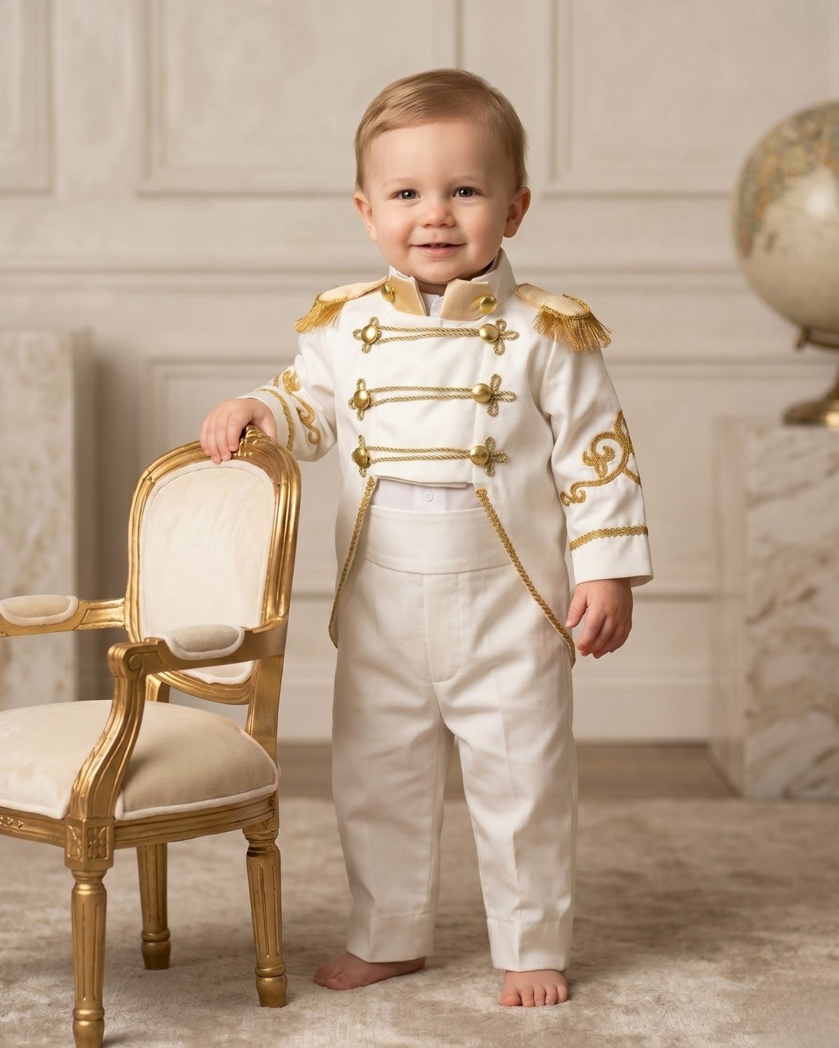 Majestic Baby Boy White Tail Coat - Prince Charming Suit