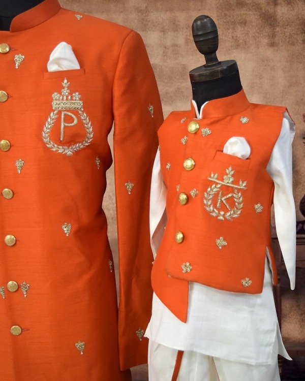 Dad-son matching ethnic wedding set, elegant festive wear