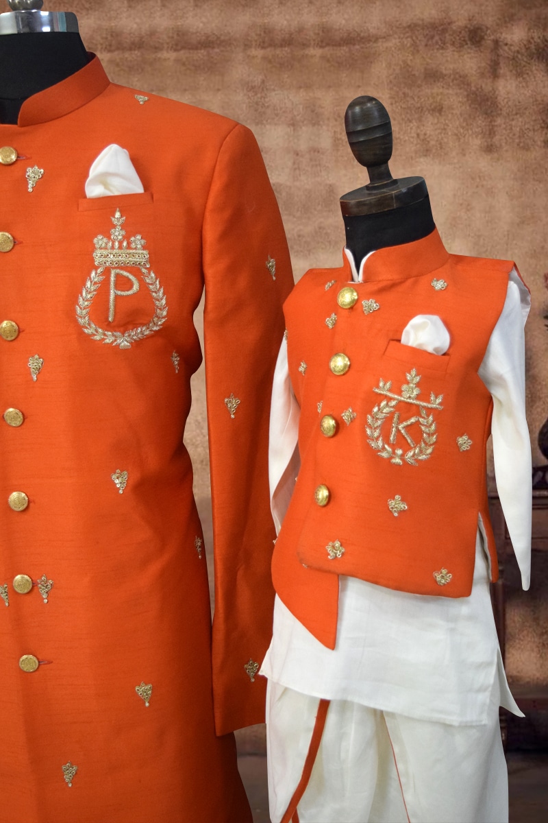 Dad-son matching ethnic wedding set, elegant festive wear
