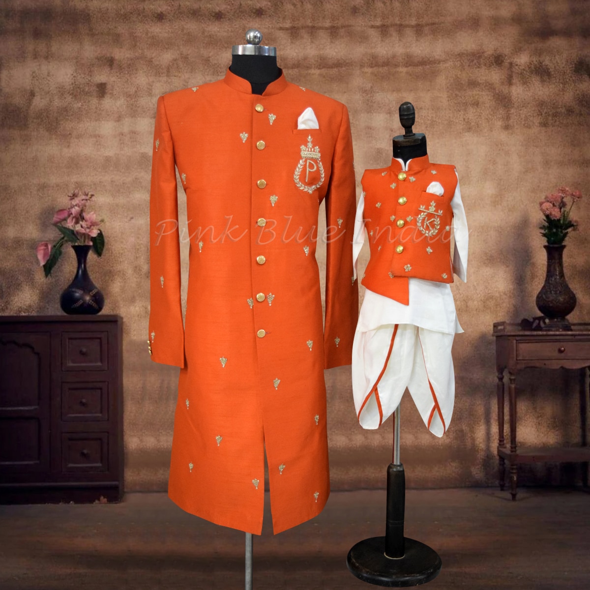 Stylish baap-beta matching wedding ethnic wear, dad and son combo