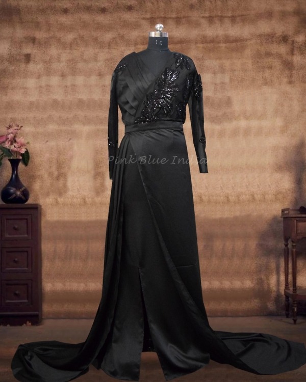 Party-ready black 2-in-1 cocktail gown, versatile festive outfit