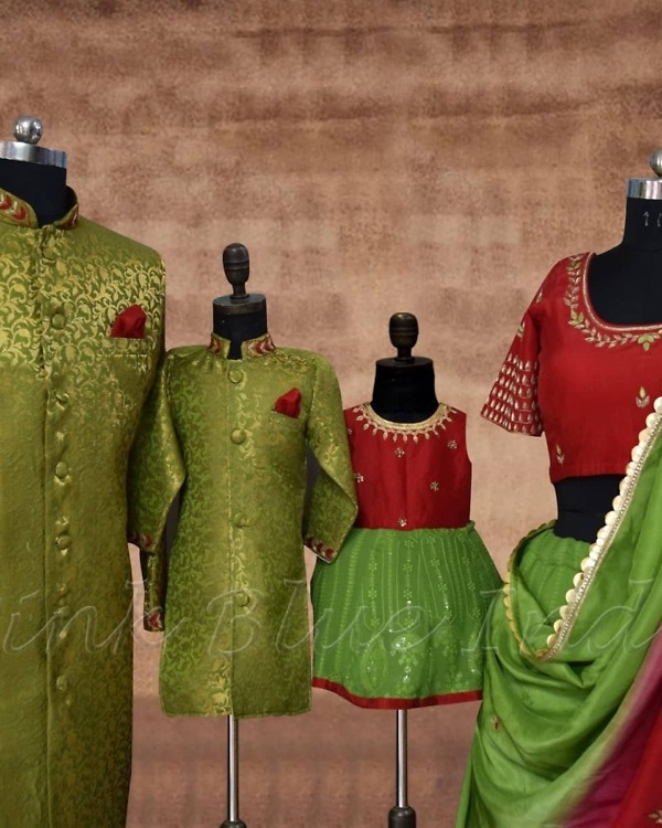 Family coordinating outfits, wedding wear, stylish & festive look