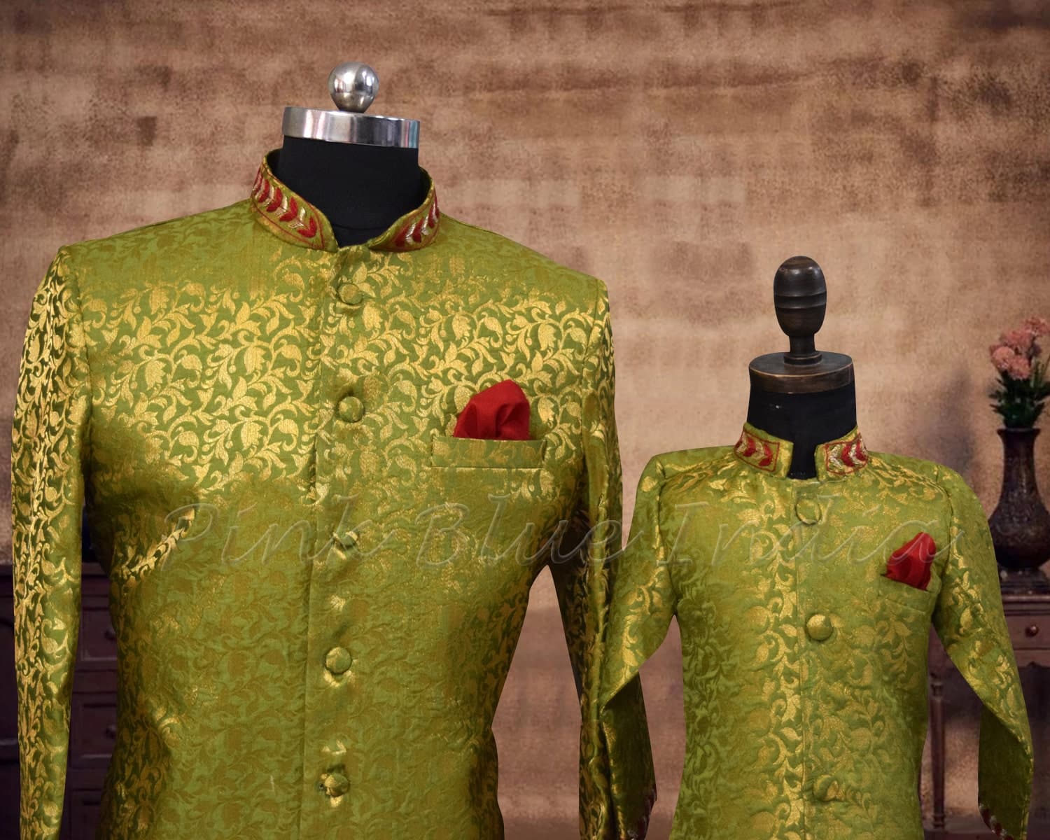 Dad-son sherwani set for wedding, cream tone, traditional, royal & stylish