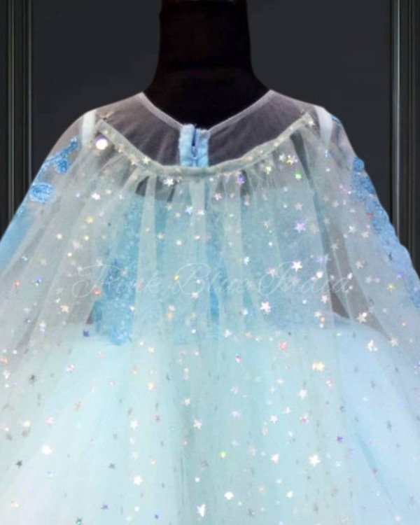 Elsa inspired princess dress, baby girls, sparkling blue, birthday, fun & cute